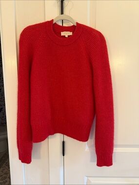 Sezane Bright Red Crewneck Sweater Baby Alpaca XL